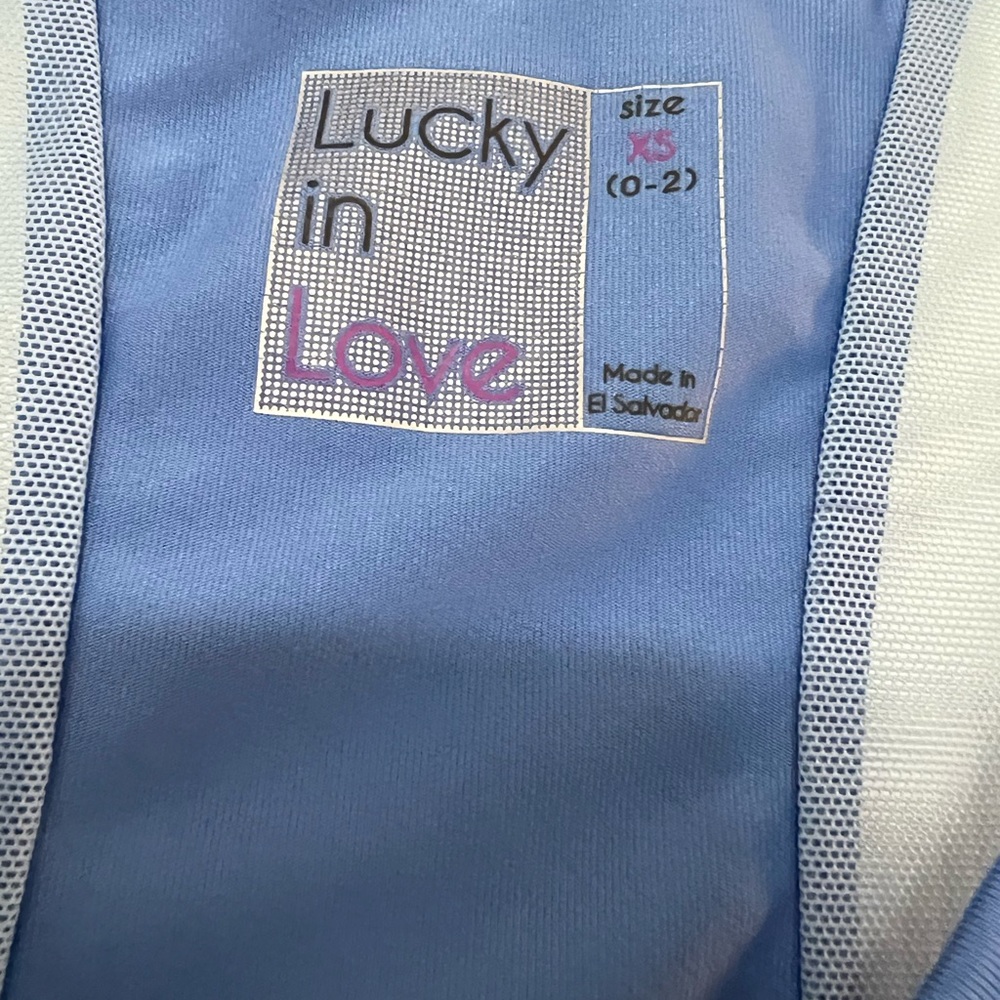 Lucky in Love Sky Blue Mesh Tank - Picture 4 of 6
